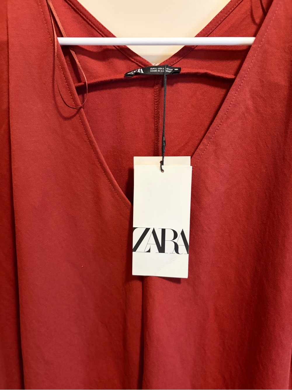 Zara Brick Red Long Sleeve A-Line Dress - Picture 3 of 4